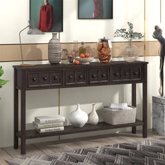 Merax 60" Long Console Table with Different Size Drawers and Bottom Shelf