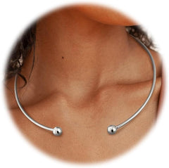 Sanfenly Choker Collar for Women 14K Gold Plated Silver Stainless Steel Metal Collar Choker Necklace Statement Open Cuff Bangle Necklace for Women