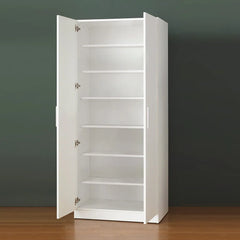 Mia Tall Shoe Cabinet with Six Shelves in White