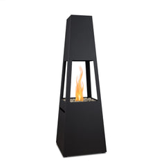 Ferro 70" Metal Chiminea Fire Pit with Hidden Propane Tank in Black by Real Flame
