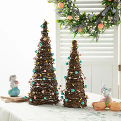 Glitzhome Set of 2 Easter Table Tree with Rattan and Berries