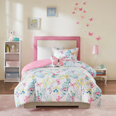 Intelligent Design Kids Cynthia Pink Printed Butterfly Comforter Set