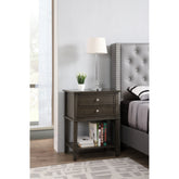 Modern 22-in Metal Hand Holder 2-Drawer Wood Nightstand with Shelf