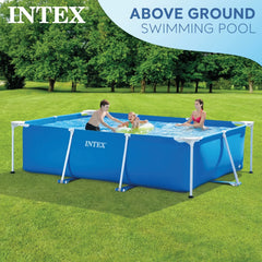 Intex 8.5ft x 26in Rectangular Frame Above Ground Backyard Swimming Pool, Blue
