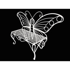 White Metal Butterfly Bench