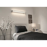Hayes 3-feet Satin Nickel LED Overbed Fixture, White Acrylic Shade