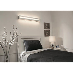 Hayes 3-feet Satin Nickel LED Overbed Fixture, White Acrylic Shade