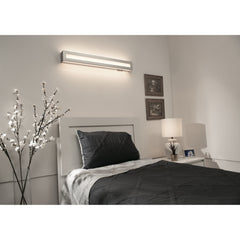 Hayes 3-feet Satin Nickel LED Overbed Fixture, White Acrylic Shade