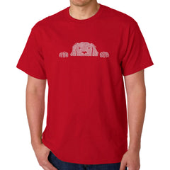 LA Pop Art Men's Word Art T-shirt - Peeking Dog
