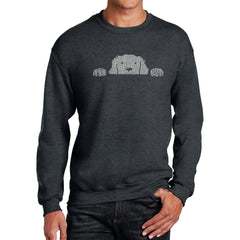 LA Pop Art Men's Word Art Crewneck Sweatshirt - Peeking Dog