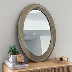 Oval Vanity Beveled Mirror Unique S-Curve Shaped Border Wall Mirror - 24"x32"