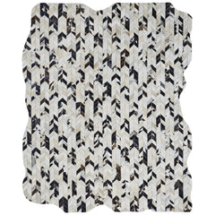 Pelle Leather Mosaic Chevron Abstract-Edged Area Rug