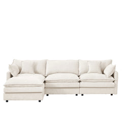GDFStudio - Chenille Modular 3-Seater 102" L-Shaped Sectional Sofa with Ottoman