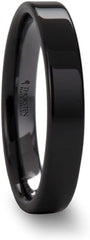 Roy Rose Jewelry Mens Black Ceramic Flat Wedding Ring - Polish Finished Comfort Fit - 2mm 4mm 6mm 8mm 10mm 12mm Wide - Style Name: FRAENER