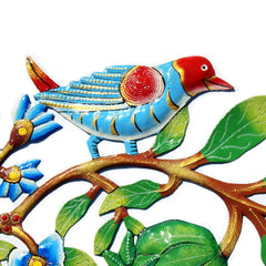 Handmade Painted Door Wreath with Bird Recycled Steel Wall Art