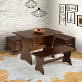 Linon Ame Walnut Backless Nook Table Set