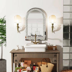 36" Crushed Diamond Decor Arch-Top Wall Mirror - 36"x24"