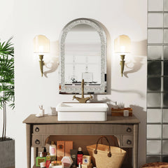 36" Crushed Diamond Decor Arch-Top Wall Mirror - 36"x24"