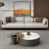 Faux Leather Pillow Top Arm Sofa with Reversible Cushions - 3-seater