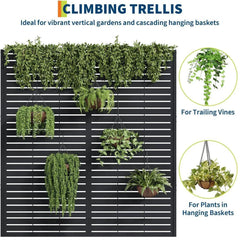 Metal Privacy Screen Planter Box, Raised Garden Bed for Climbing Plants, Veggies, Horizontal Stripes