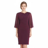 Connected Apparel Cowlneck Cape-Sleeve Sheath Dress