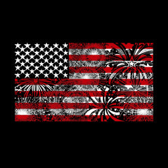 LA Pop Art Men's Word Art T-shirt - Fireworks American Flag