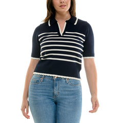 Nanette Lepore Women's Striped Knit Polo Top