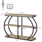 Industrial 3 Tiers Console Table, 41.3 Inches Narrow Wood Entryway Table