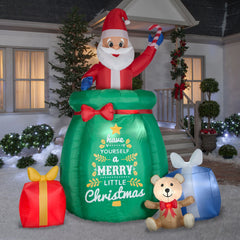 Gemmy Giant Animated Christmas Airblown Inflatable Santa in a Gift Sack, 10 ft Tall