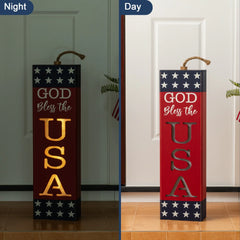 Glitzhome 24.75"H Lighted Patriotic/ Americana Wooden Firecracker Porch Decor