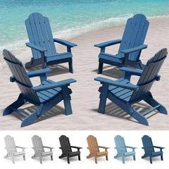 WINSOON All Weather HIPS Outdoor Folding Adirondack Chairs Outdoor Chairs Set of 4