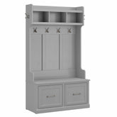 Woodland 40W Hall Tree and Shoe Bench with Doors by Bush Furniture