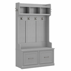 Woodland 40W Hall Tree and Shoe Bench with Doors by Bush Furniture