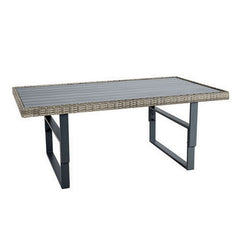 Foca 63 Inch Outdoor Rectangular Dining Table, Adjustable Height, Wicker