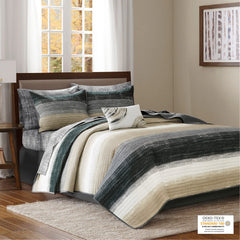 Madison Park Essentials Barret Quilt Set with Cotton Bed Sheets