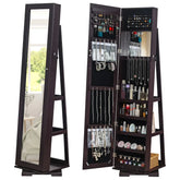 Brown Mirror Storage Cabinet 5 Tiers Rotatable Wooden Painted