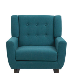 Modern Upholstered Faux Leather Tufted Armchair Linen Accent Chairs