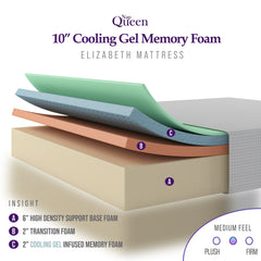 NapQueen Elizabeth 10" Cooling Gel Memory Foam Mattress