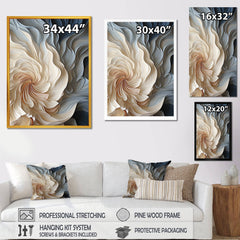 Designart "White And Blue Feather Spiral II" Abstract Geometric Blue Wall Decor - Modern Entryway Framed Wall Art