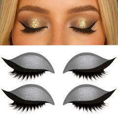 Lazy Eye Shadow Eyelash Patch, MAGIC BY MARA Eyeshadow and lash Sticker, 2-in-1 Reusable Eyeshadow & Eyelash Makeup Stickers, Makeup Stencils Sticker for All Eye Shapes, 2 Pairs (Gold)