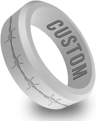 Personalized Barbwire Rings Beveled Silicone Ring, Promise Bands for Him, Couple Band