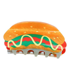 Fun Food Hair Claw Clip, Hot Dog Hair Claw Clips 4in Medium Acetate Hair Clips for Women and Girls Unique Hair Accessories (Colorful)