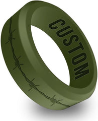 Personalized Barbwire Rings Beveled Silicone Ring, Promise Bands for Him, Couple Band