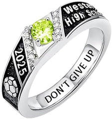 Personalized Class Ring for Men 925 Sterling Silver/10K 14K 18K Gold Class of 2025 High School College Graduation Rings with Birthstones and Pattern Graduation Jewelry Gifts for Him