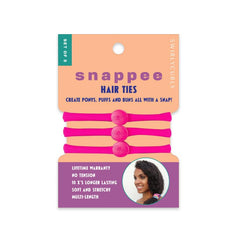 Snap Hair Ties for Thick, Natural, Curly Hair | No Slip, No Tension Pro Hair Tie | Strong Ponytail Holder (3 Pack, Black)