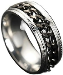 Embossed rotating chain wine bottle opener titanium steel ring