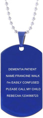 LiFashion Personalized Alzheimers Dementia Identification Necklace for Men Women,Custom Name Medical ICE Engraved ID Pendant Laser Engraving Custom Personalization Water-Proof Sports Dog Tag