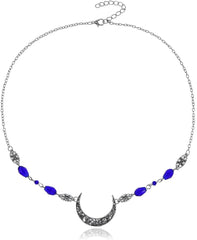 Yalice Boho Crescent Moon Head Chain Vintage Black Crystal Headband Chain Rhinestone Headpieces Witchy Forehead Chain for Women