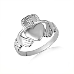10K and 14K Gold Men's Classic Claddagh Ring Available in Yellow, Rose and White Gold with Multiple RingSize