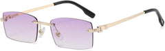 Green Metal Sunglasses Rimless Male Purple Brown Sun Glasses Fashion Female No Frame